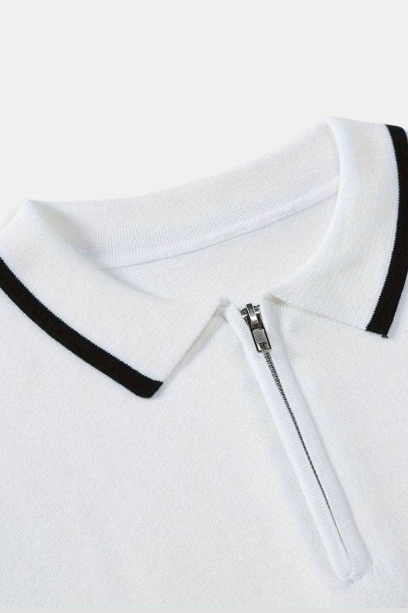 NOBA Knitted Quarter Zip Golf Polo