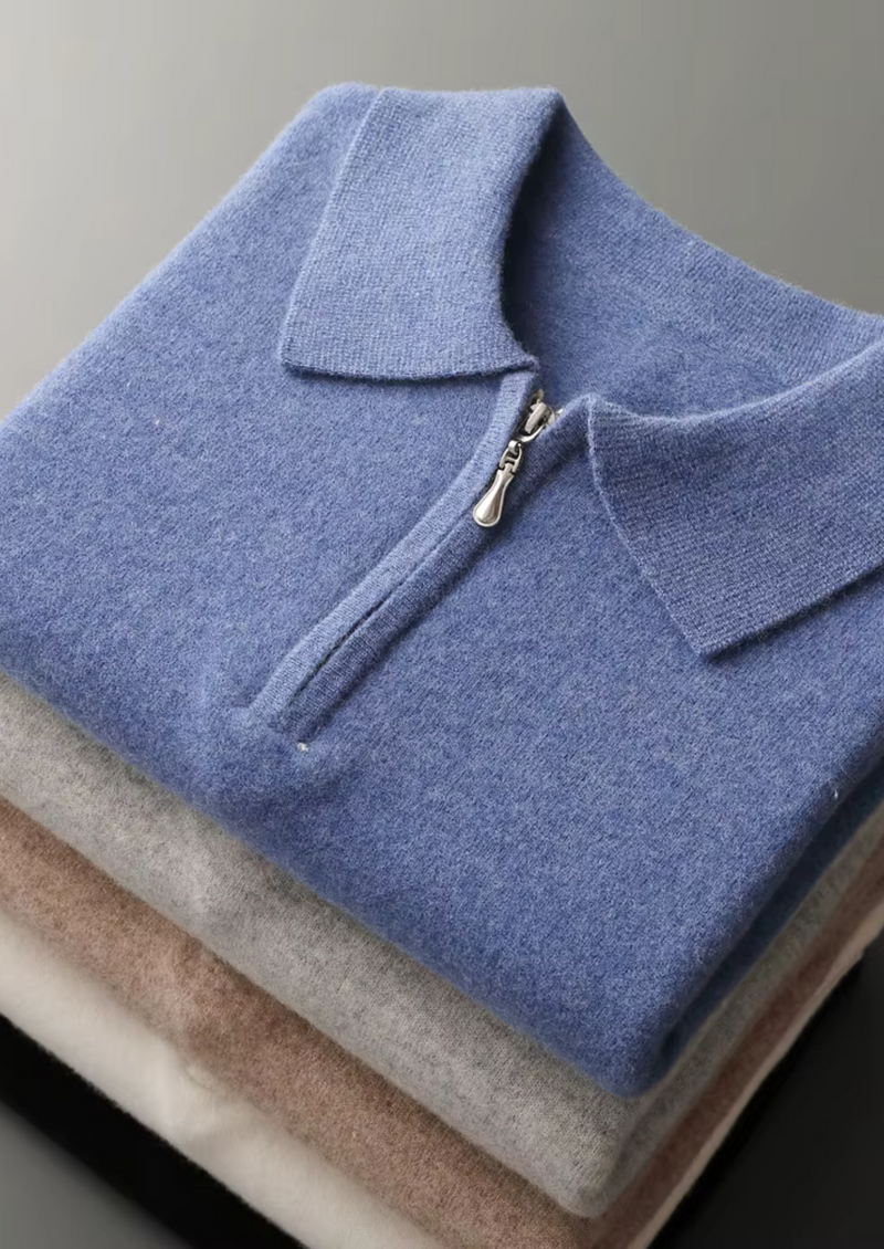 NOBA WOOL HALF ZIP POLO
