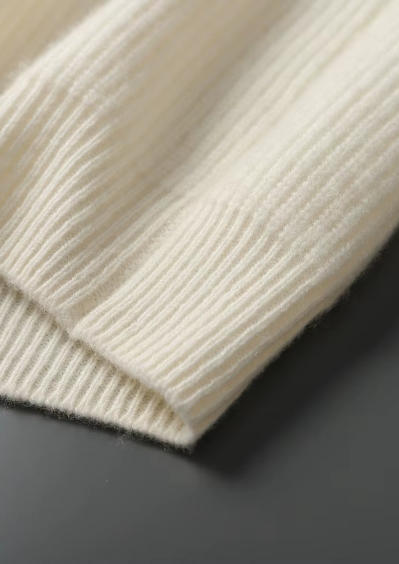 100% CASHMERE RIBBED V-NECK SWEATER