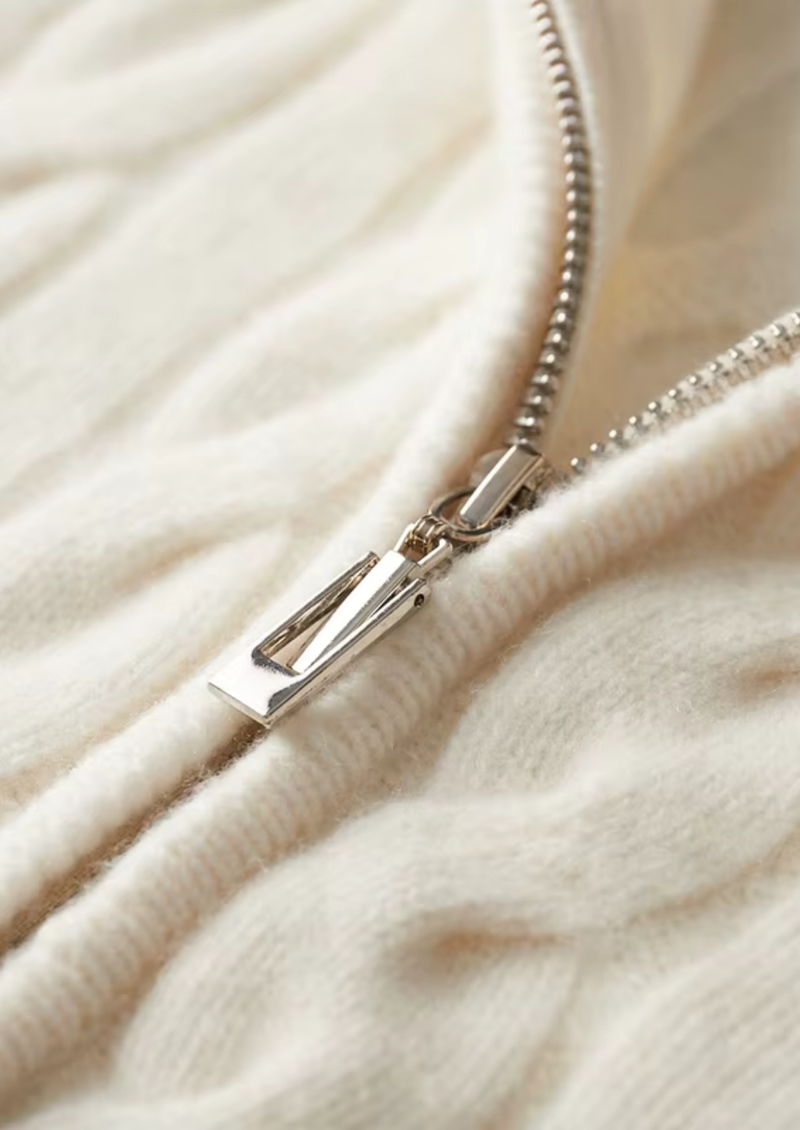 NOBA WOOL DUAL-ZIP CABLE CARDIGAN