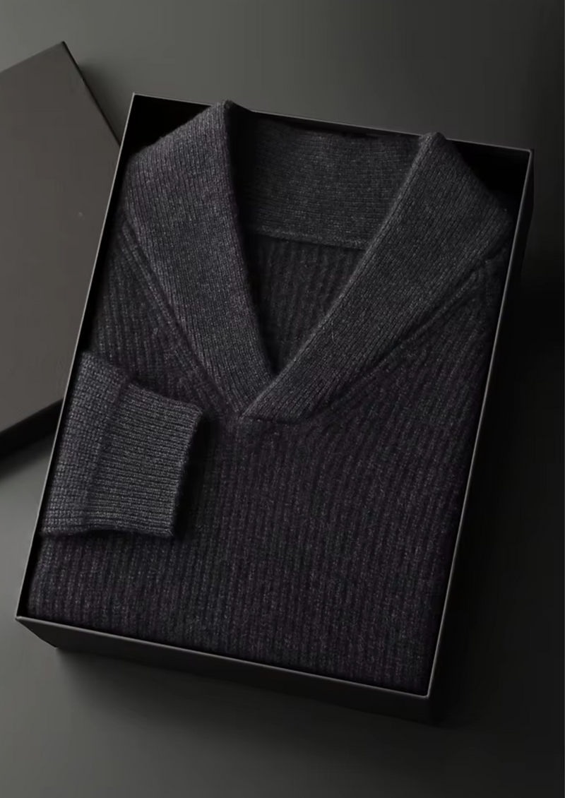 100% CASHMERE RIBBED V-NECK SWEATER