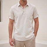 Fez Linen Polo Beige lifestyle