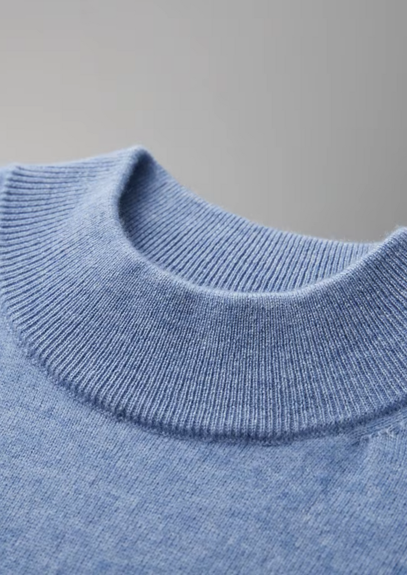 100% CASHMERE MOCK NECK T-SHIRT