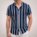 NOBA special Striped Shirt Navy Blue lifestyle