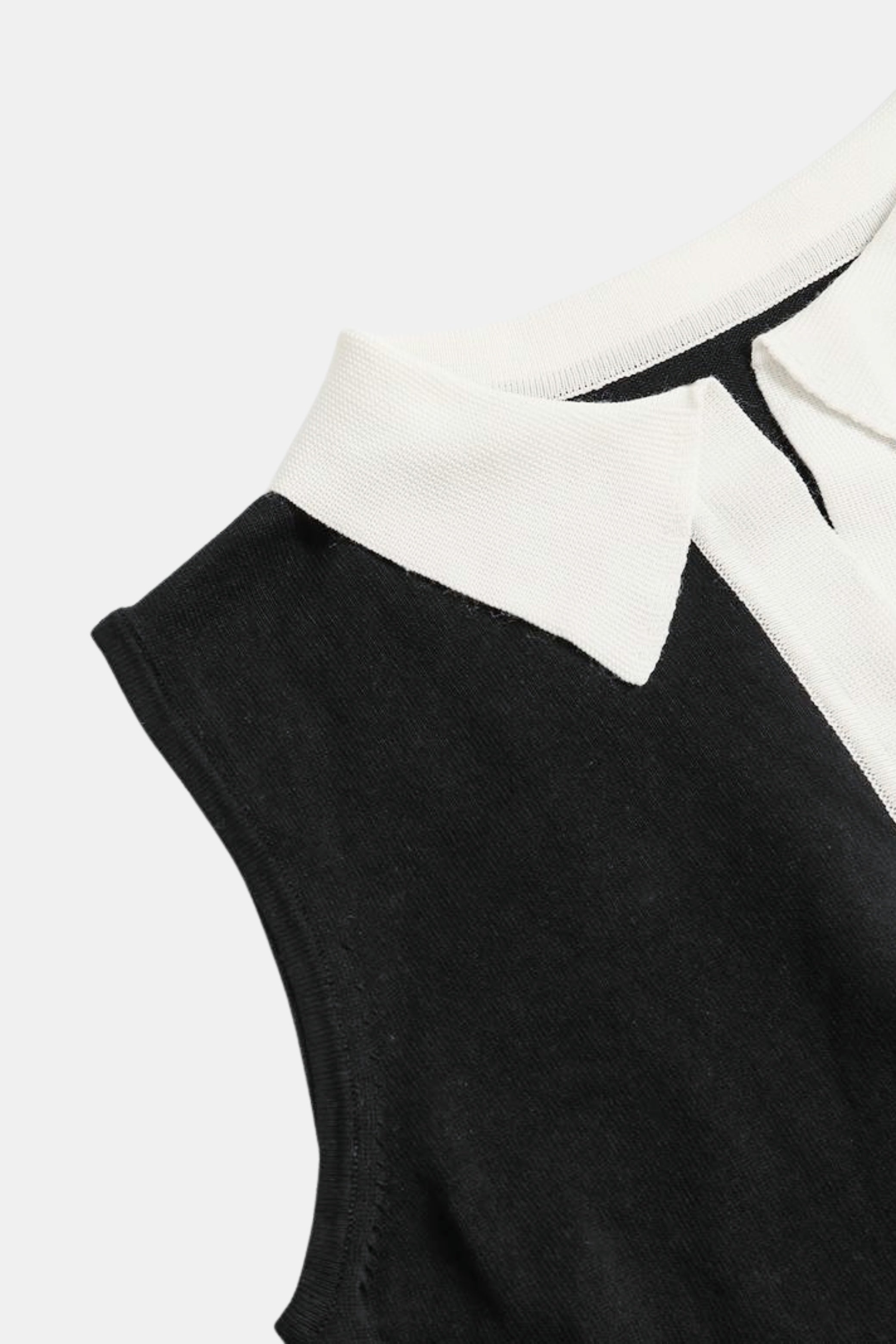 Contrast Trim Collared Polo Tank Top