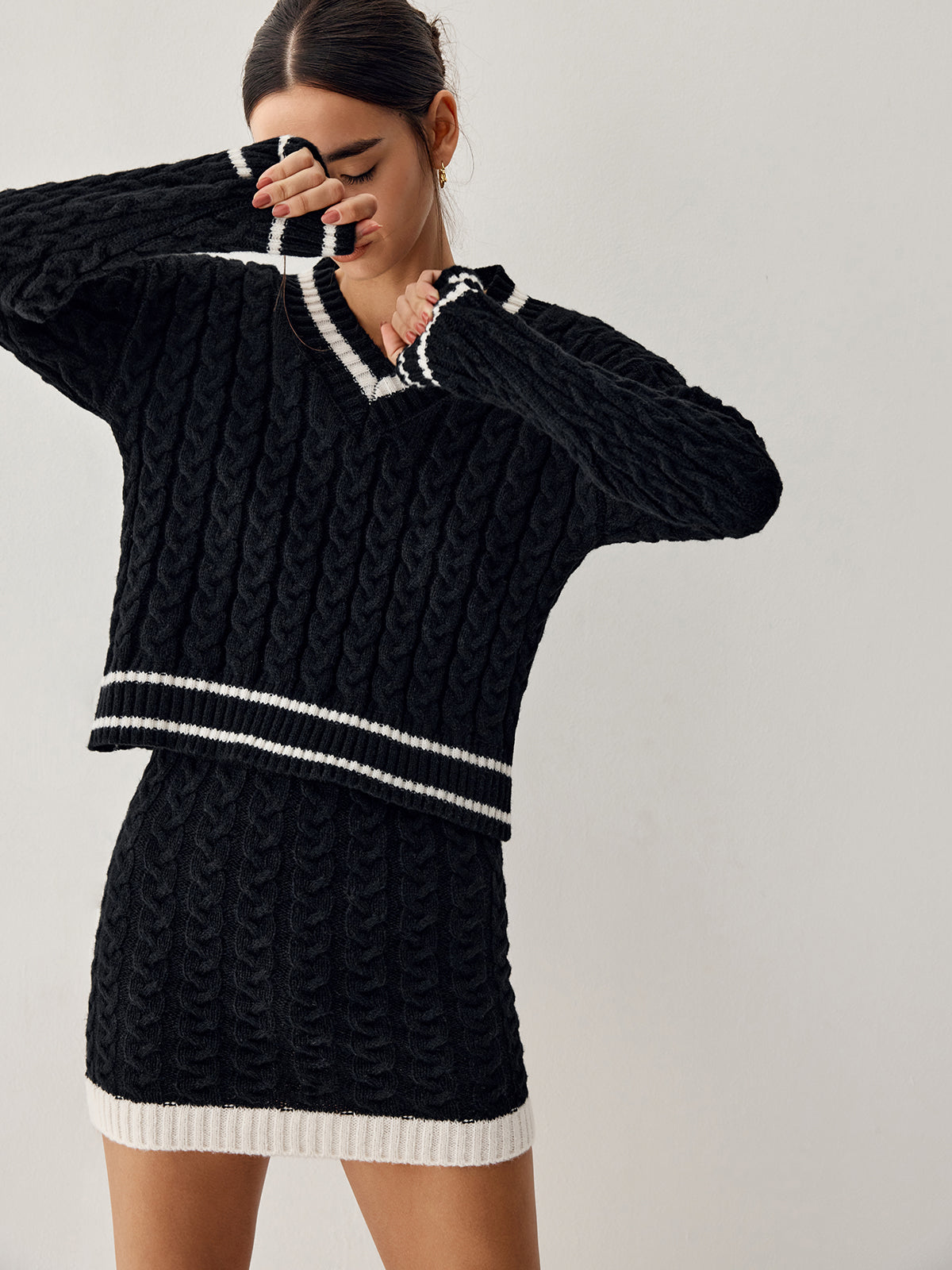 NOBA - Cable knit sweater with skirt