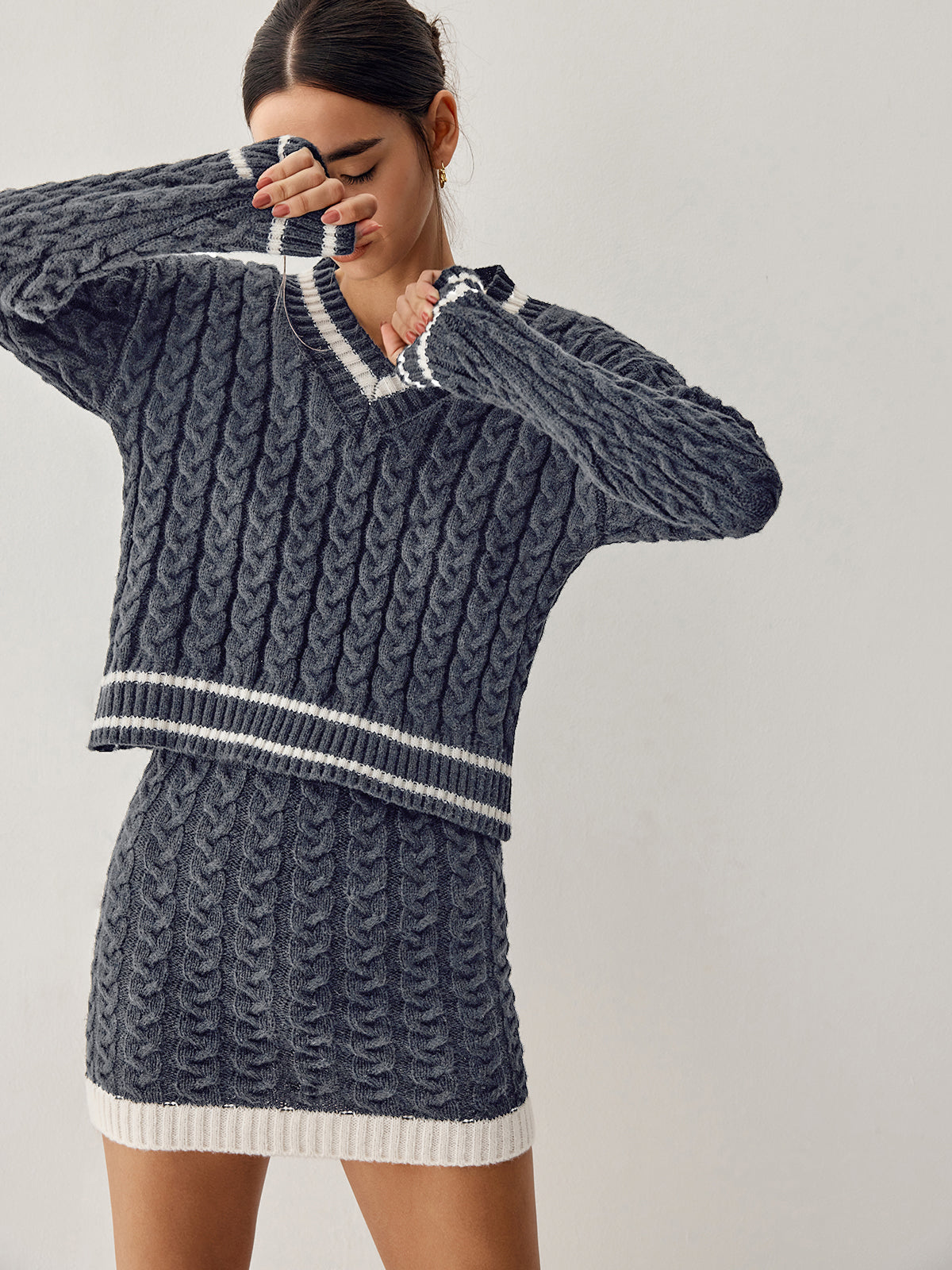 NOBA - Cable knit sweater with skirt