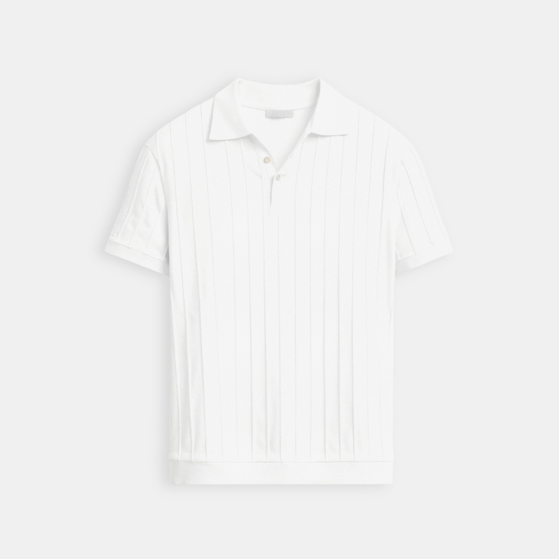 Vertical Striped Button Up Polo