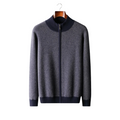100% CASHMERE JACQUARD ZIP CARDIGAN