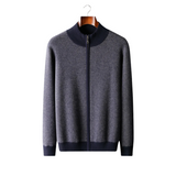 100% CASHMERE JACQUARD ZIP CARDIGAN