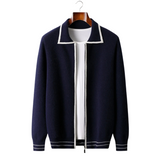 NOBA WOOL TWO-TONE POLO CARDIGAN