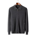 NOBA WOOL RIBBED POLO CARDIGAN