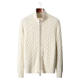NOBA WOOL DUAL-ZIP CABLE CARDIGAN