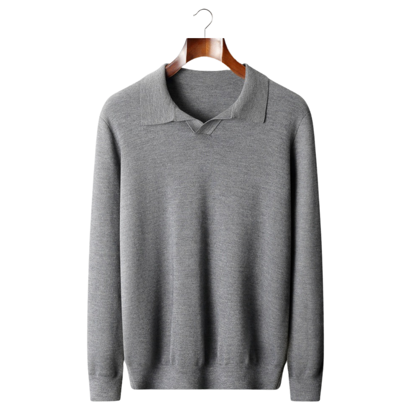 100% CASHMERE BUTTONLESS SWEATER POLO