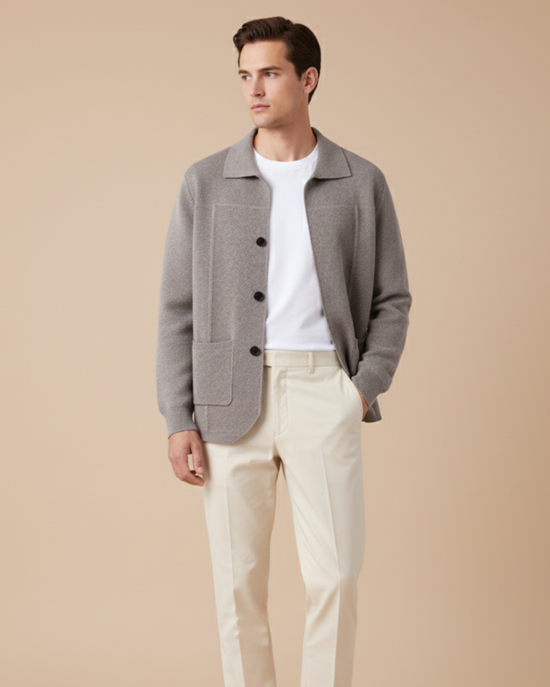 100% CASHMERE BUTTON OVERSHIRT