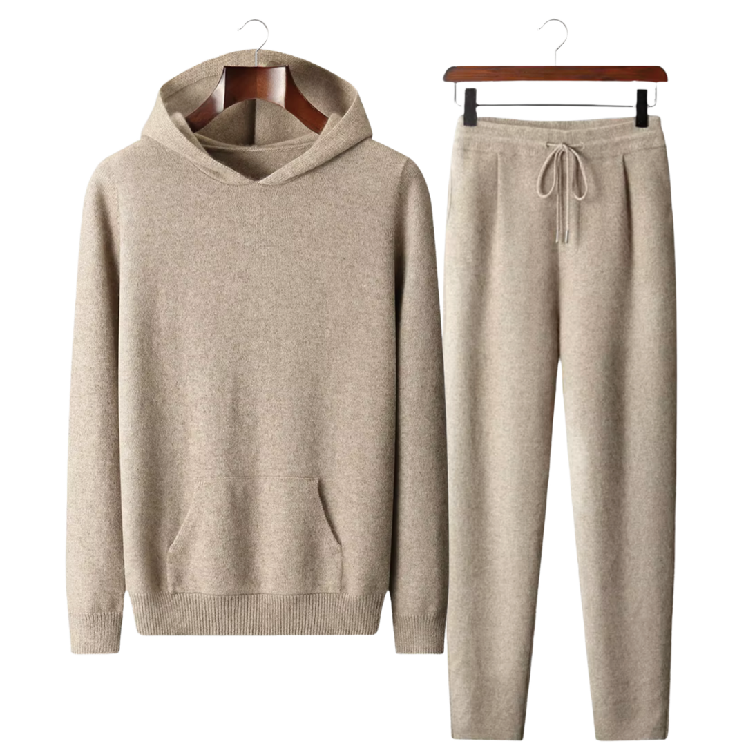 100% CASHMERE HOODED LEISURE SET