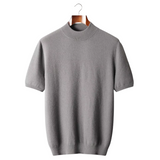 100% CASHMERE MOCK NECK T-SHIRT