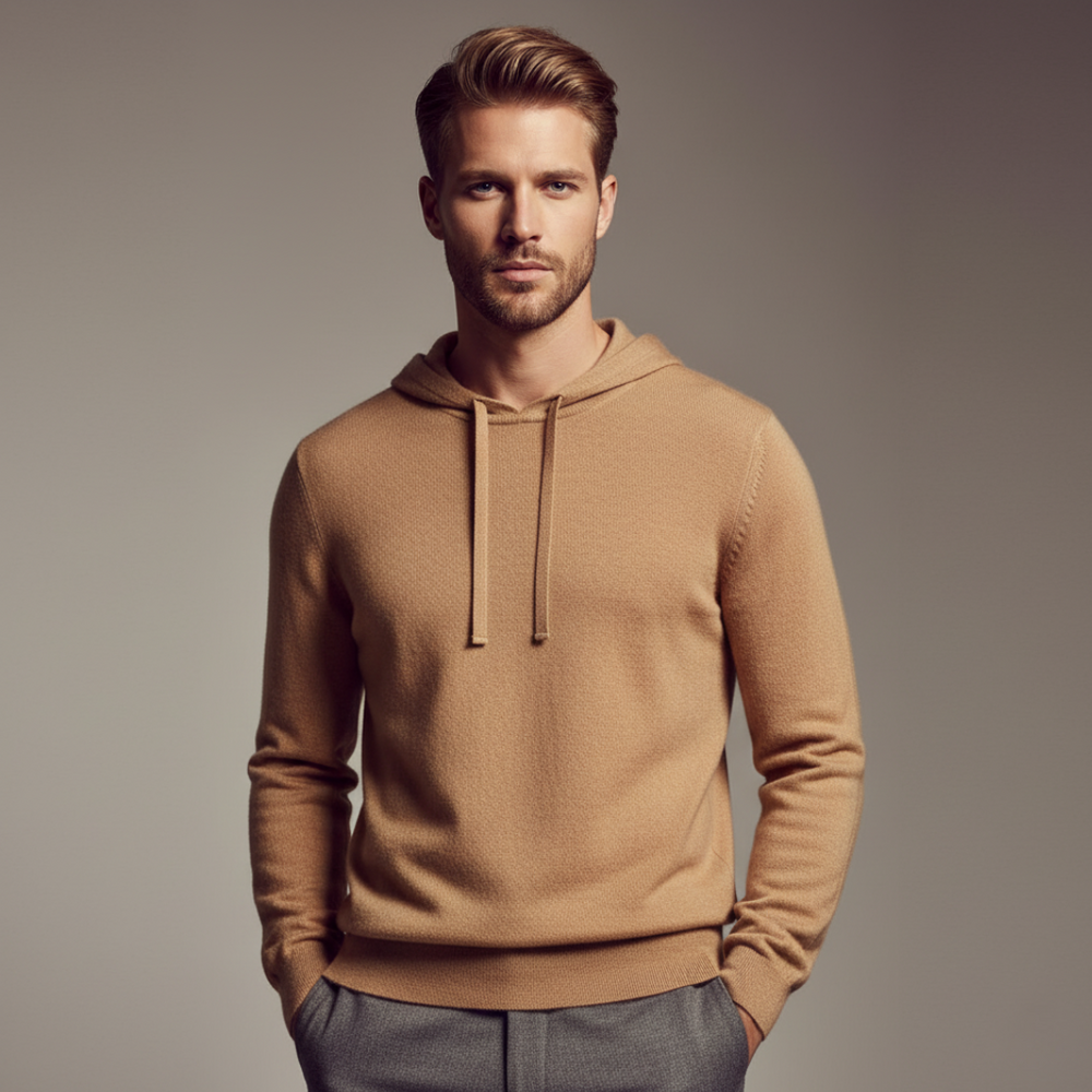 100% CASHMERE TWO -TONE ZIPPER HOODIE 100% CASHMERE TWO -TONE ZIPPER HOODIE