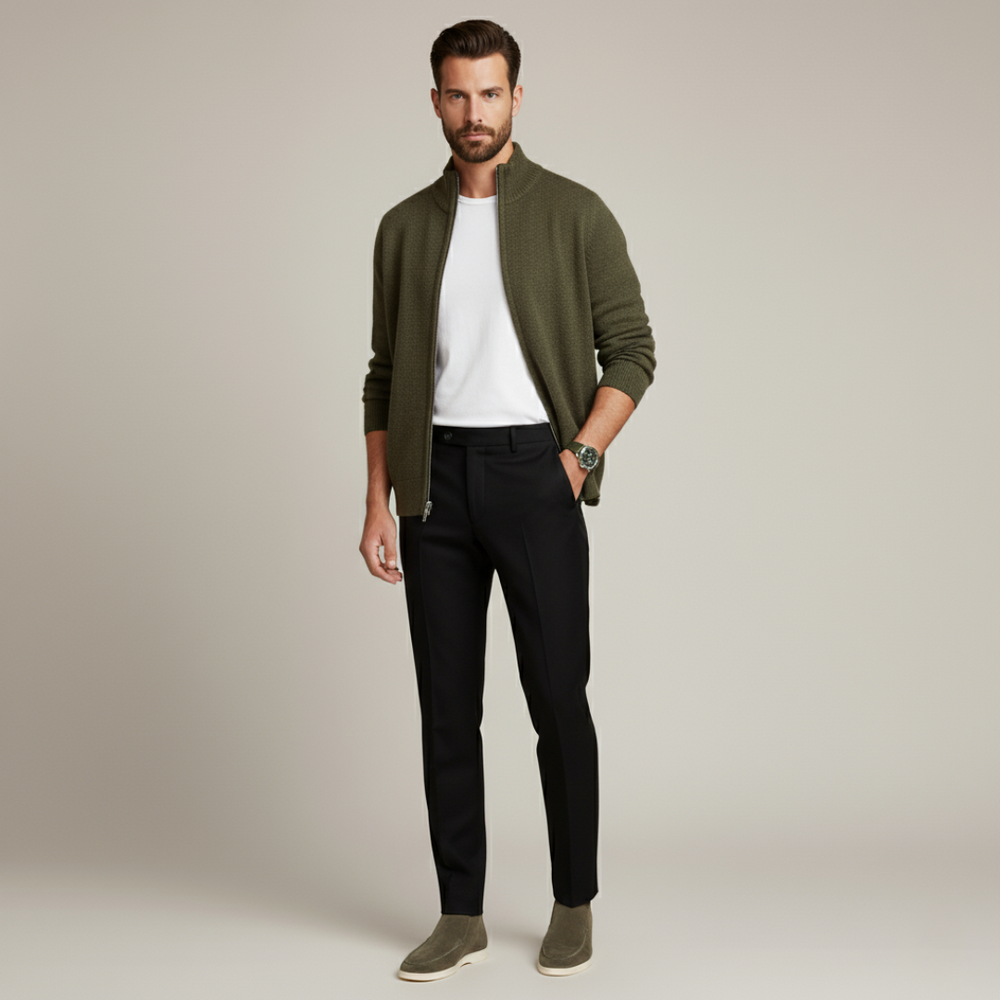 100% CASHMERE TWO -TONE ZIPPER HOODIE 100% CASHMERE TWO -TONE ZIPPER HOODIE