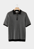 GEOMETRIC TEXTURED ZIPPER POLO
