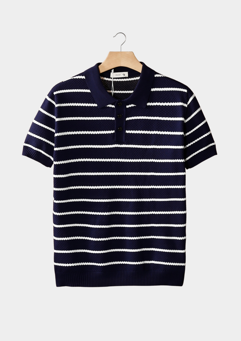 STRIPED TEXTURED BUTTON POLO
