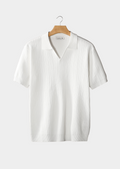OPEN COLLAR RIBBED POLO