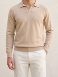 100% Cashmere Buttonless Sweater Polo – Sand lifestyle