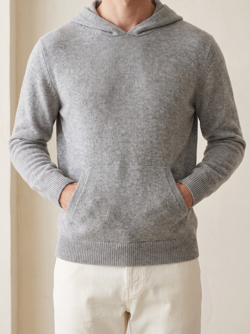 100% Cashmere Essential Hoodie – Light Gray lifestyle