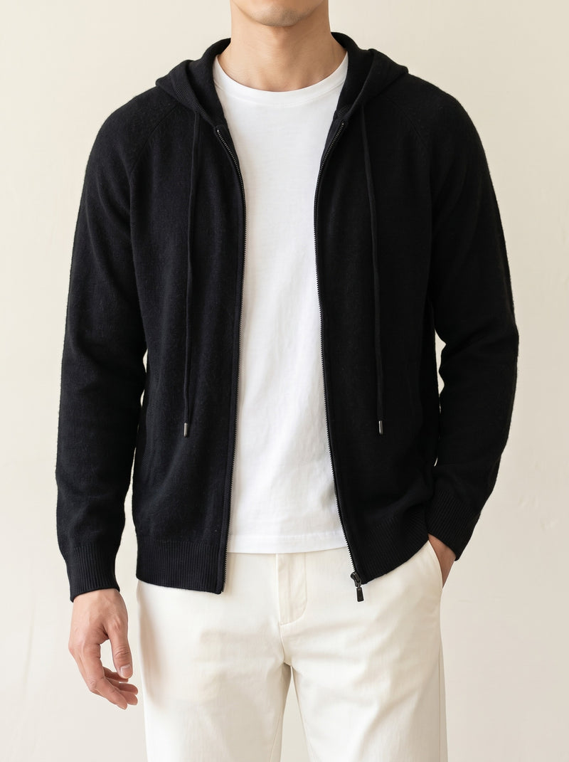 100% Cashmere Hooded Vest – Black lifestyle