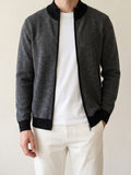 100% Cashmere Jacquard Zip Cardigan – Black lifestyle