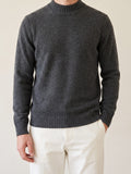100% Cashmere Mockneck Sweater – Dark Gray lifestyle