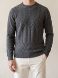 100% Cashmere Pattern Crewneck – Dark Gray lifestyle