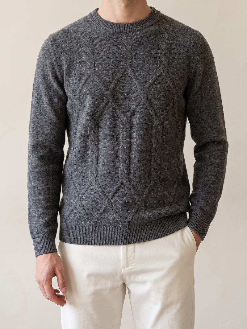 100% Cashmere Pattern Crewneck – Dark Gray lifestyle