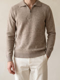 100% Cashmere Quater Zip Sweater – Beige lifestyle