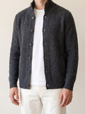 100% Cashmere Ribbed High Collar Cardigan – Dark Gray lifestyle