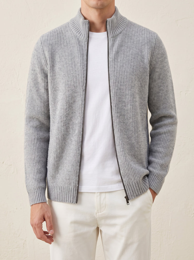 100% Cashmere Ribbed Vest – Gray lifestyle