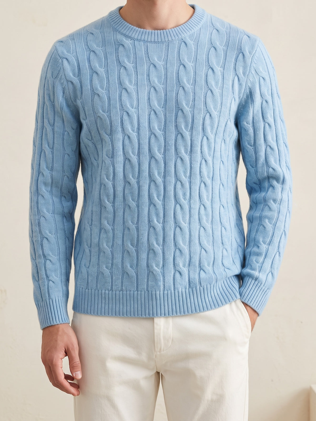 100% Cashmere Sweater – Light Blue lifestyle