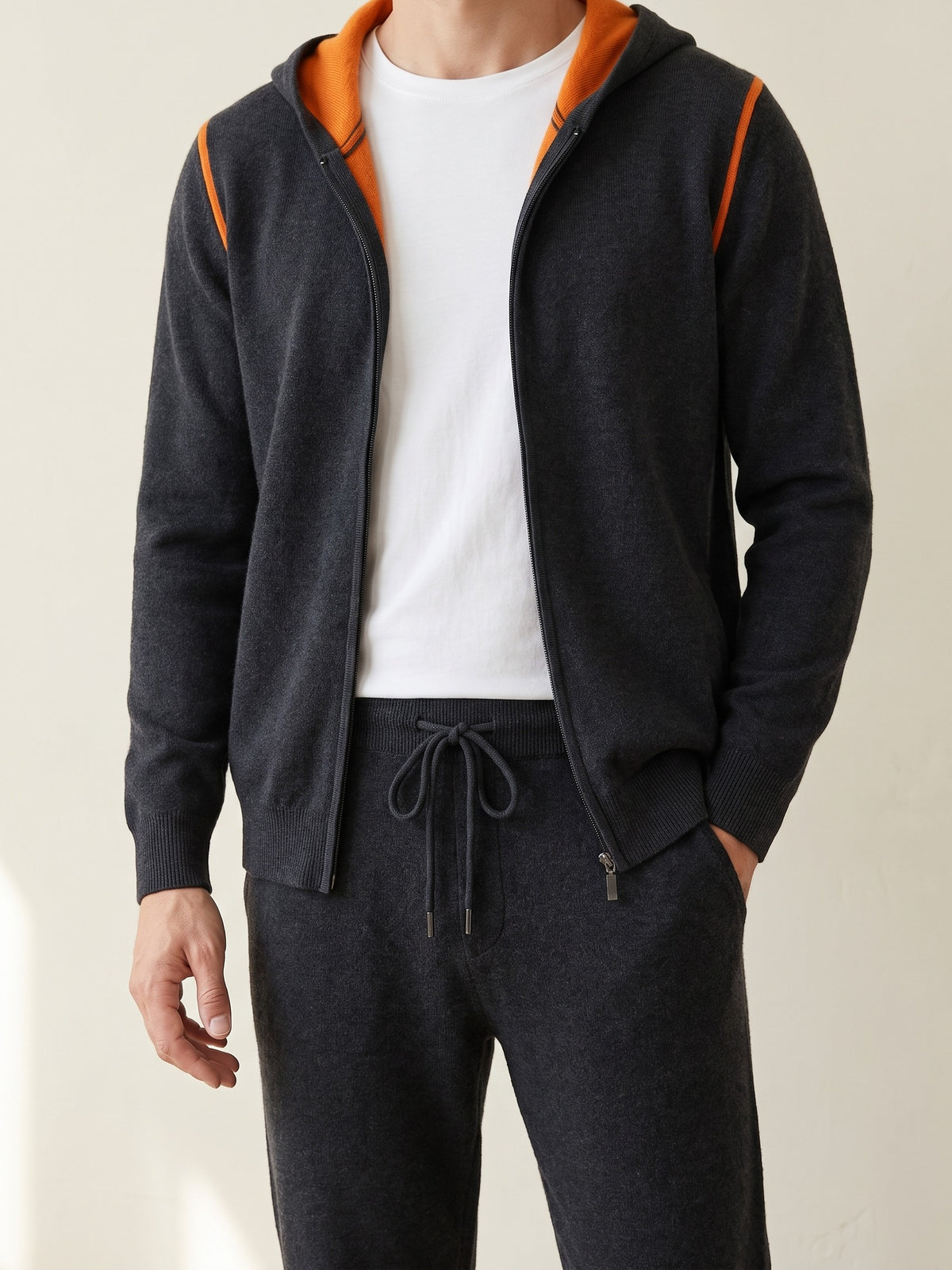 100% Cashmere Tracksuit – Black lifestyle