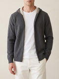 100% Cashmere Two -Tone Zipper Hoodie – Dark Gray lifestyle