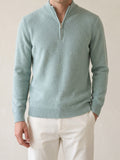 100% Cashmere Zip Up – Light Blue lifestyle