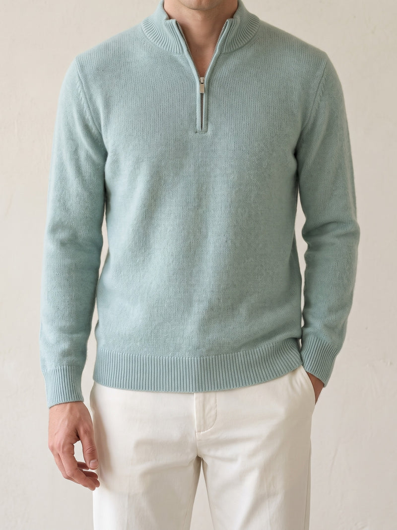 100% Cashmere Zip Up – Light Blue lifestyle