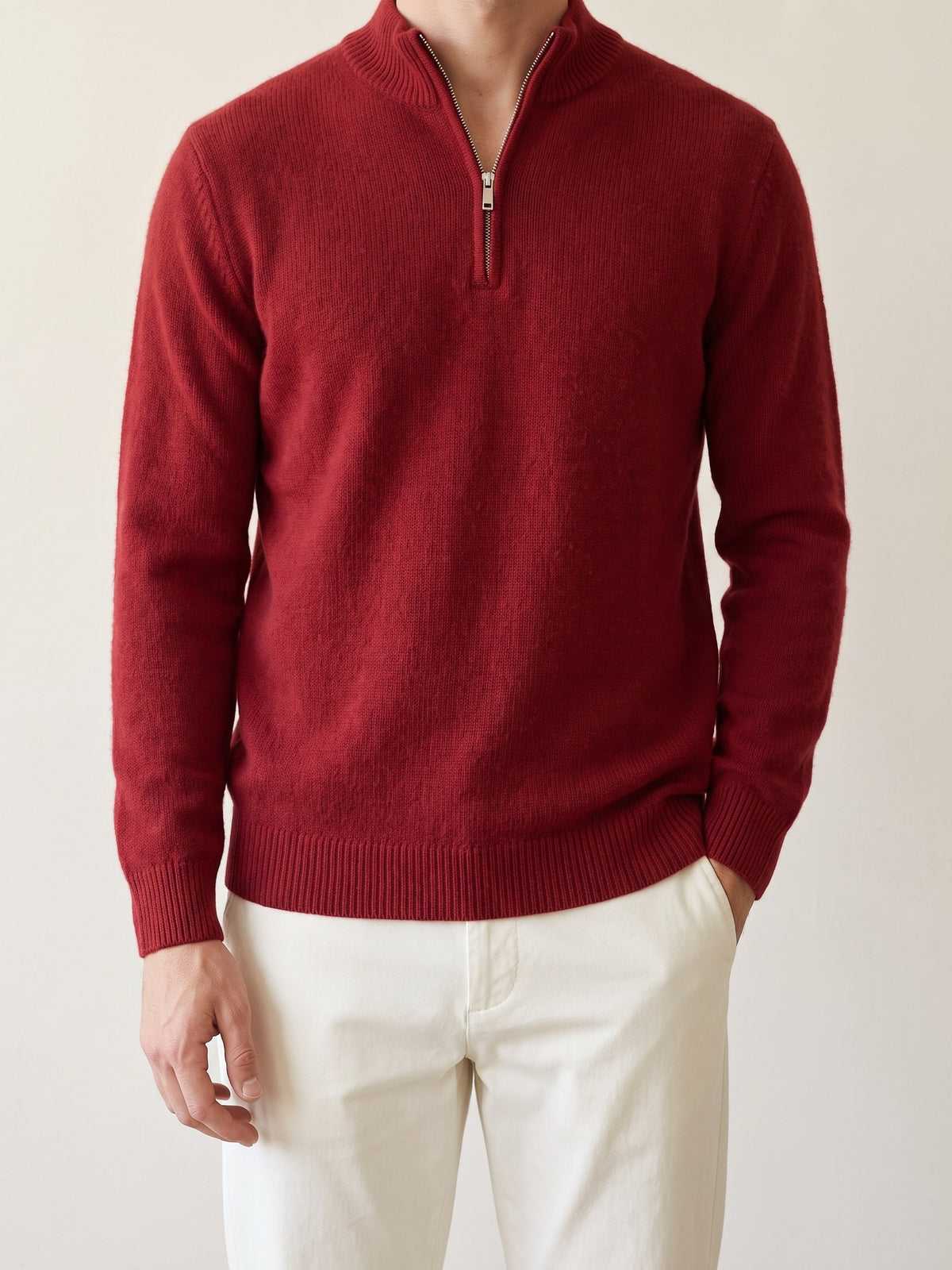 100% Cashmere Zip Up – Red lifestyle