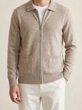 100% Cashmere Zipper Cardigan – Beige lifestyle