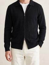100% Cashmere Zipper Cardigan – Black lifestyle