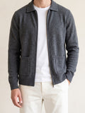 100% Cashmere Zipper Cardigan – Dark Gray lifestyle