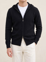 100% Cashmere Zipper Hoodie – Black lifestyle