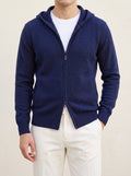 100% Cashmere Zipper Hoodie – Navy Blue lifestyle