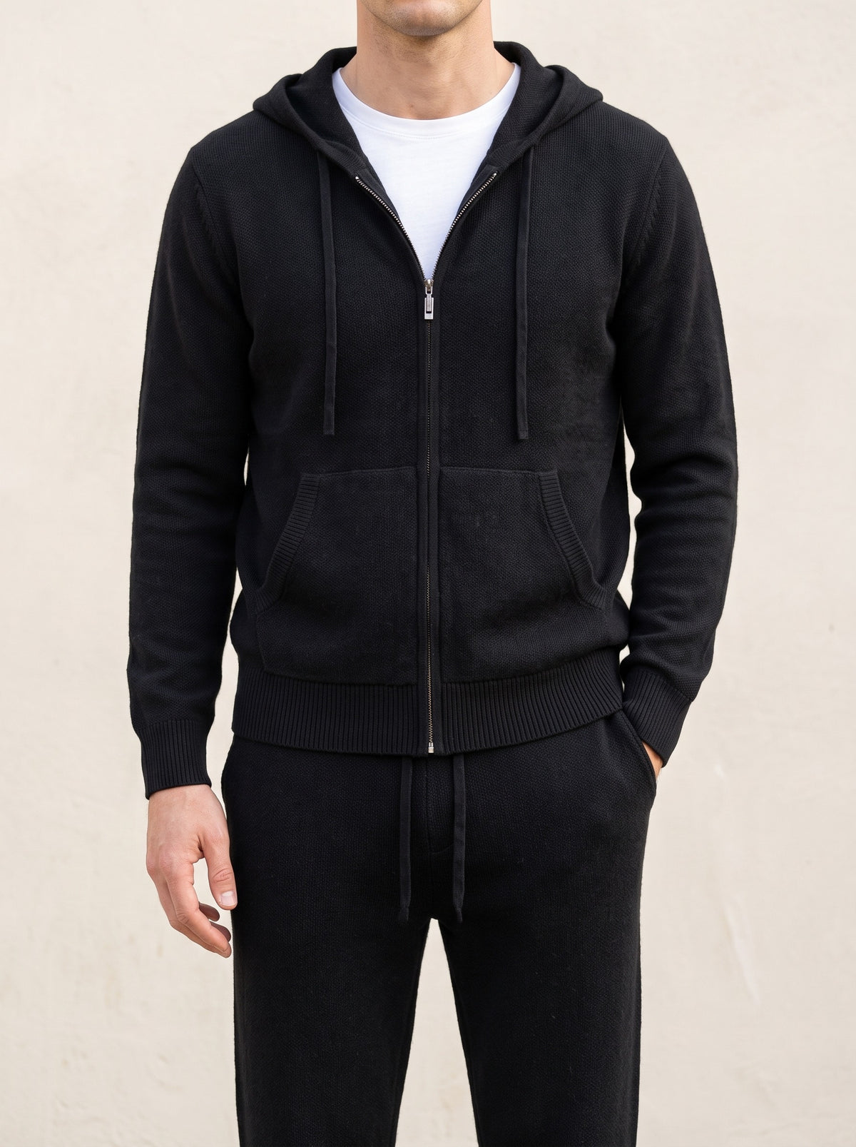 100% Merino Wool Tracksuit – Black lifestyle